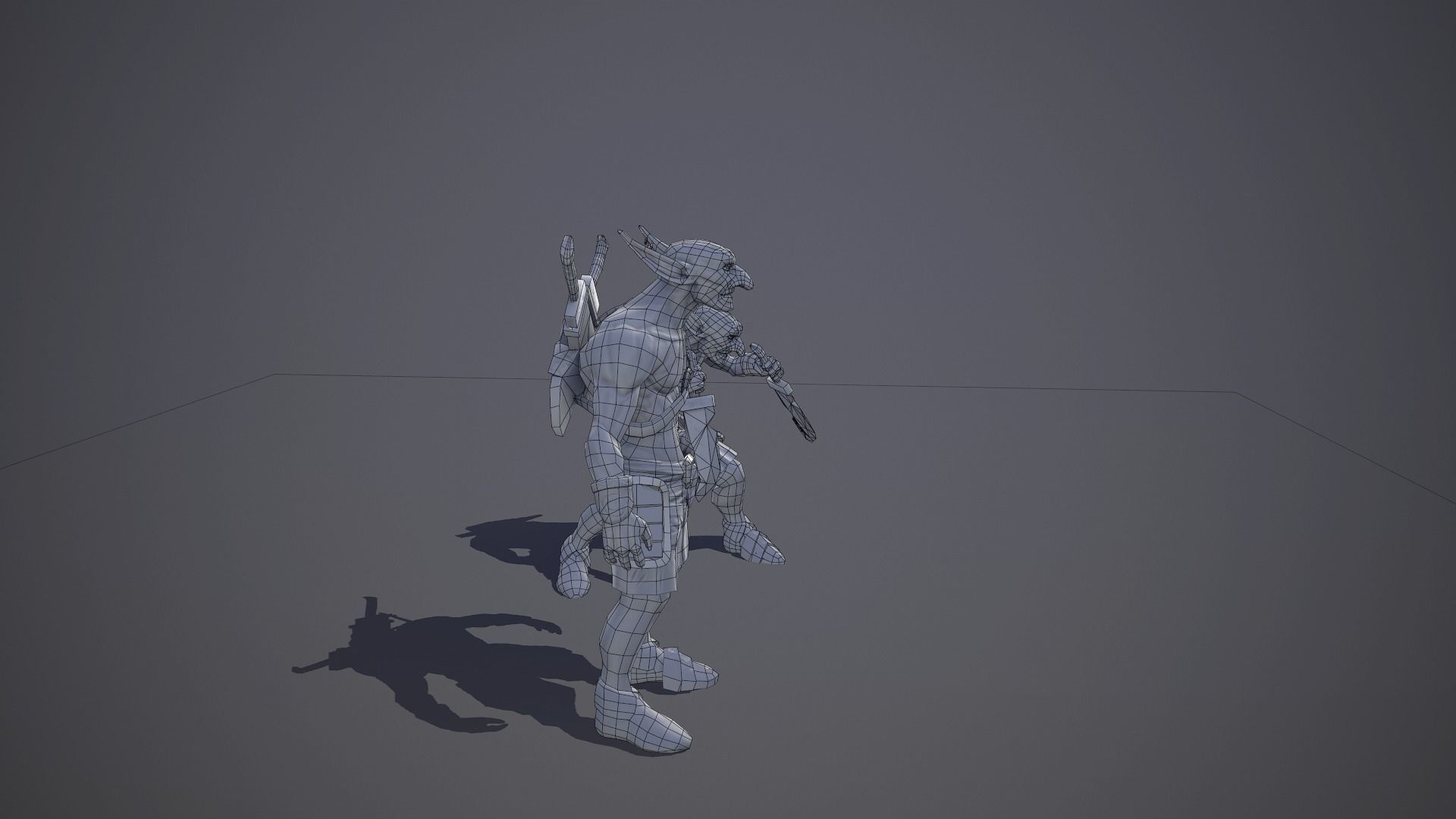 Goblin with daggers Low-poly 3D model_9