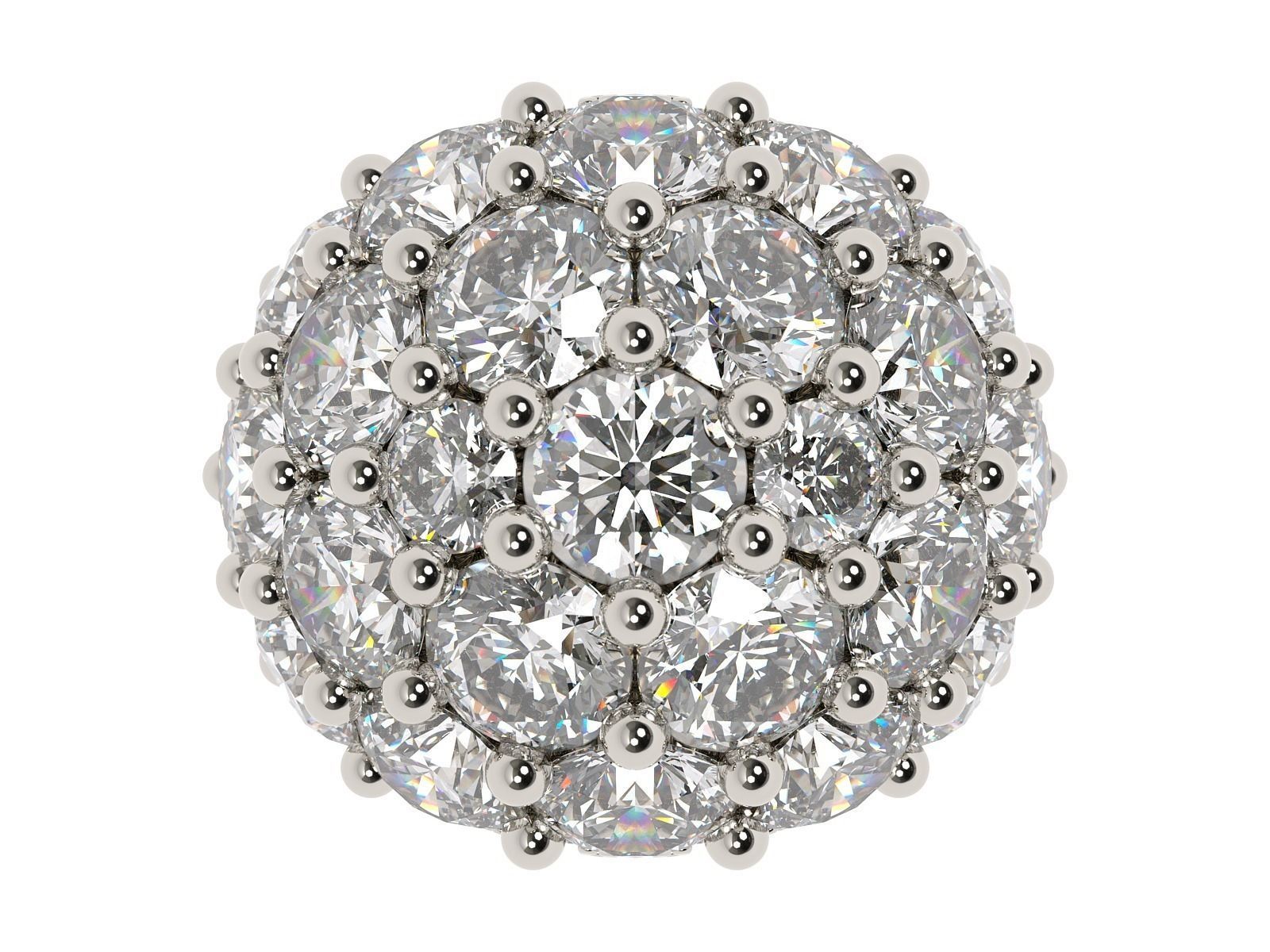 Ring diamond cluster 3D print model_1