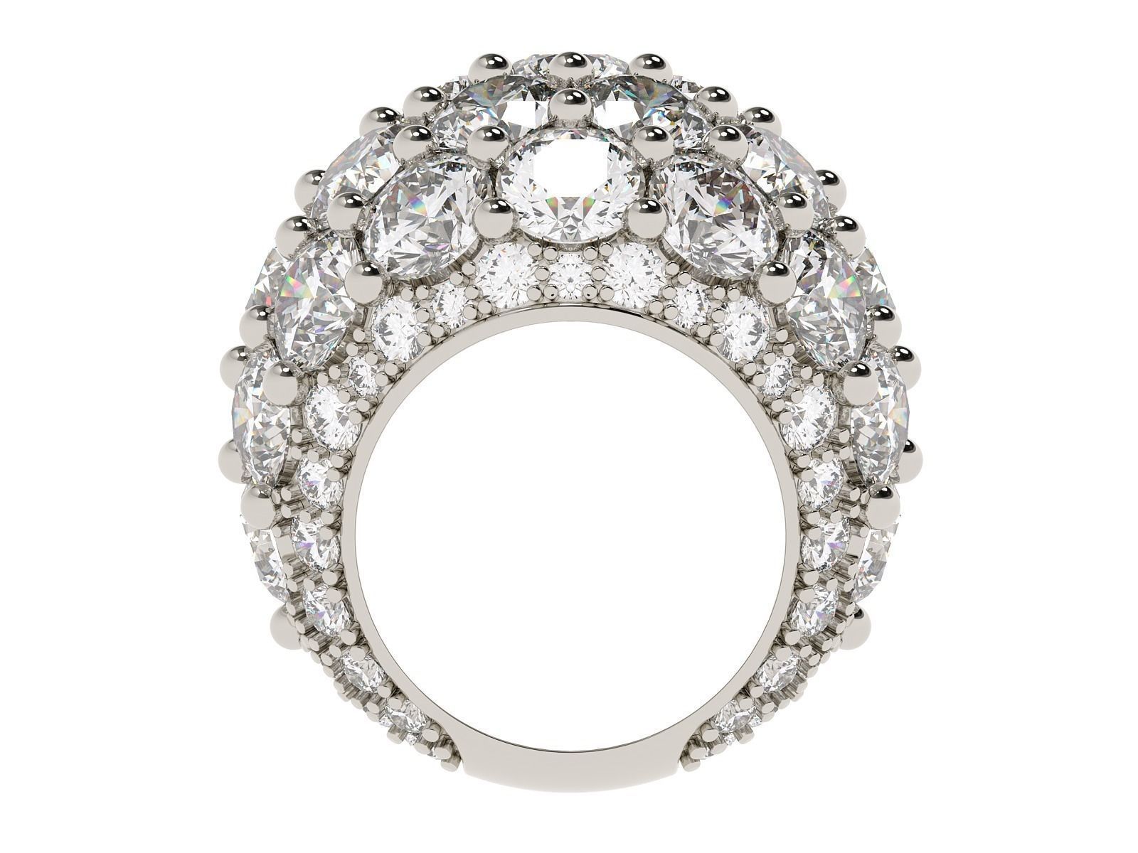 Ring diamond cluster 3D print model_2