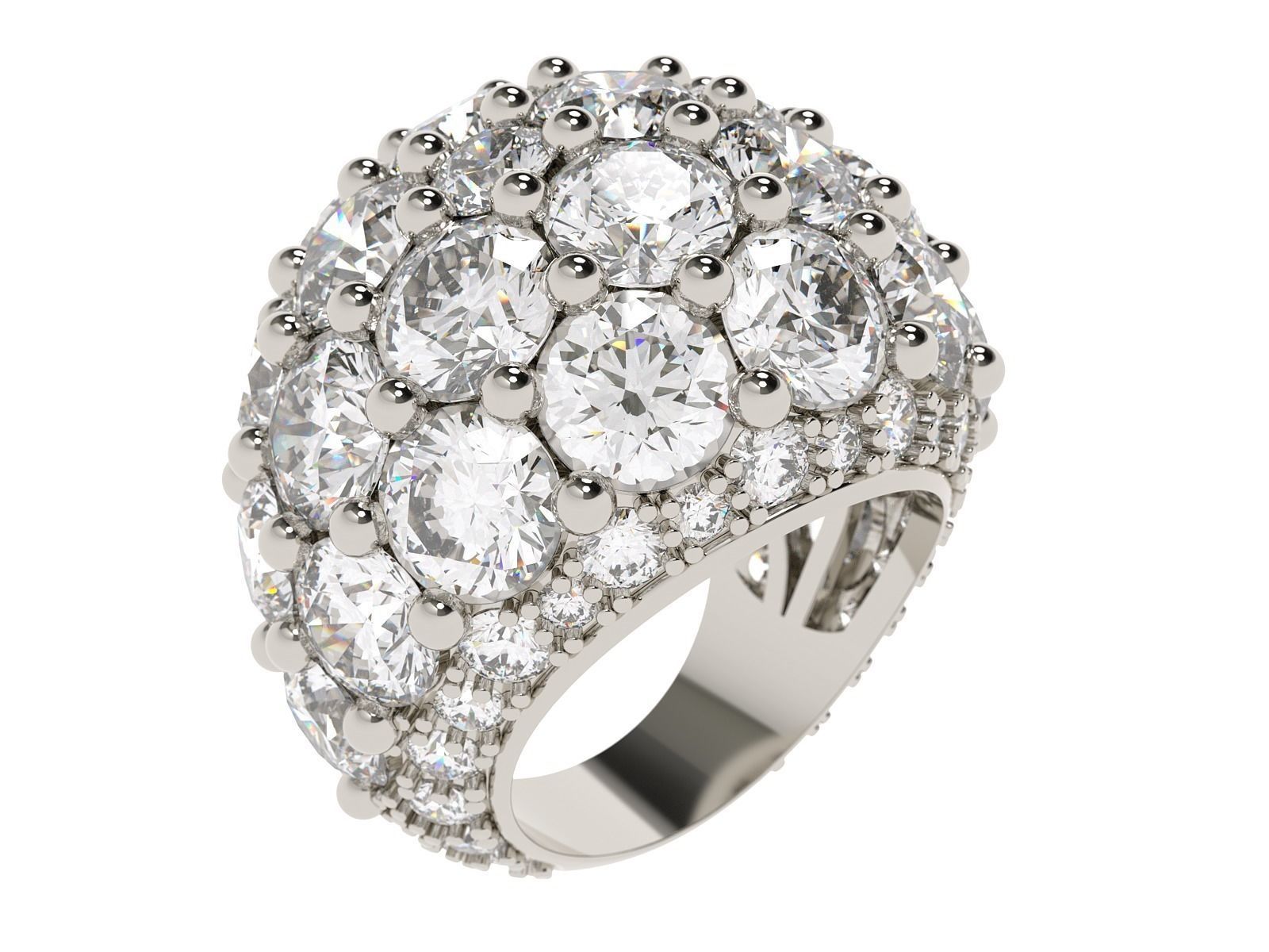 Ring diamond cluster 3D print model_0