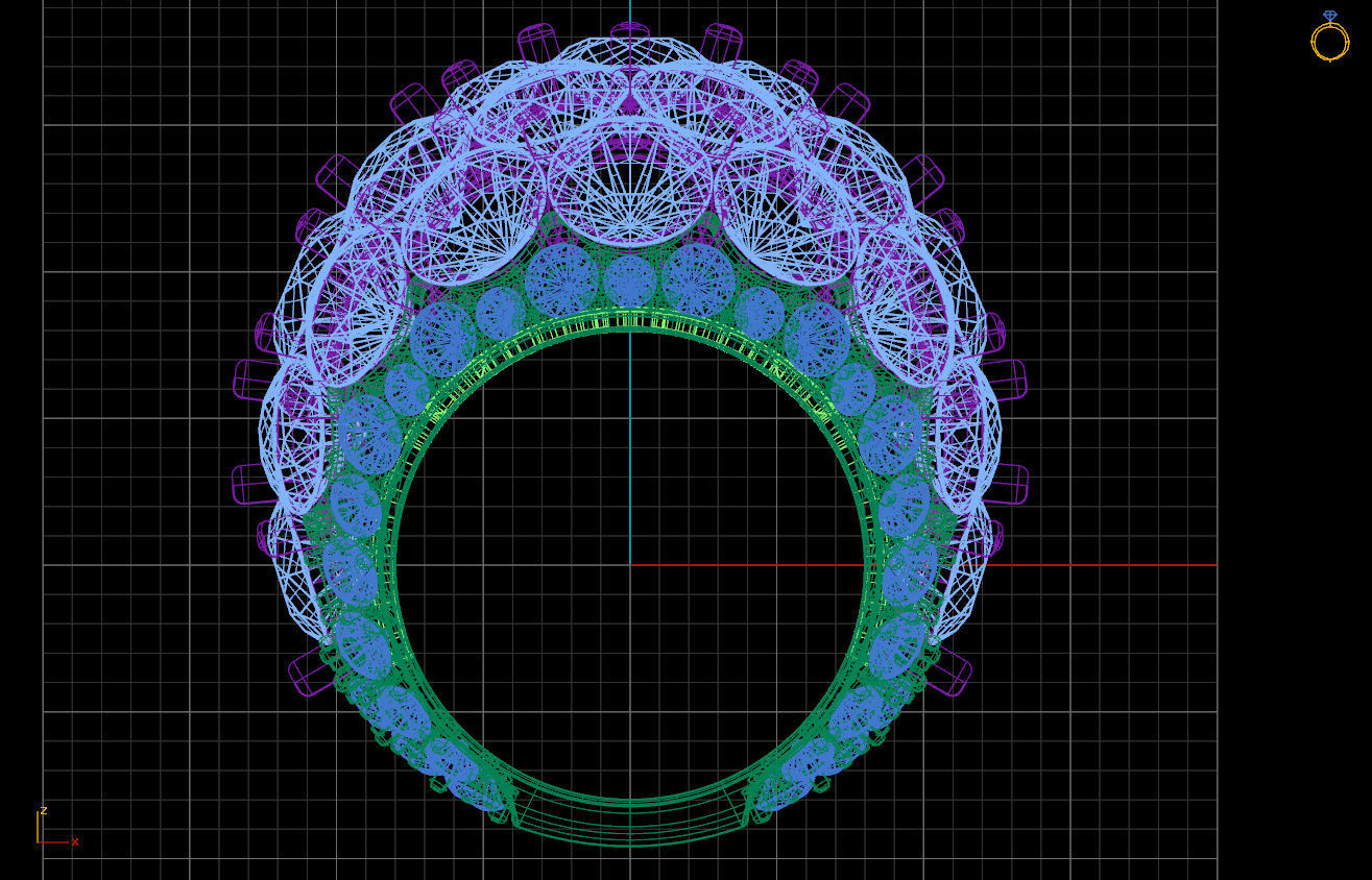 Ring diamond cluster 3D print model_5