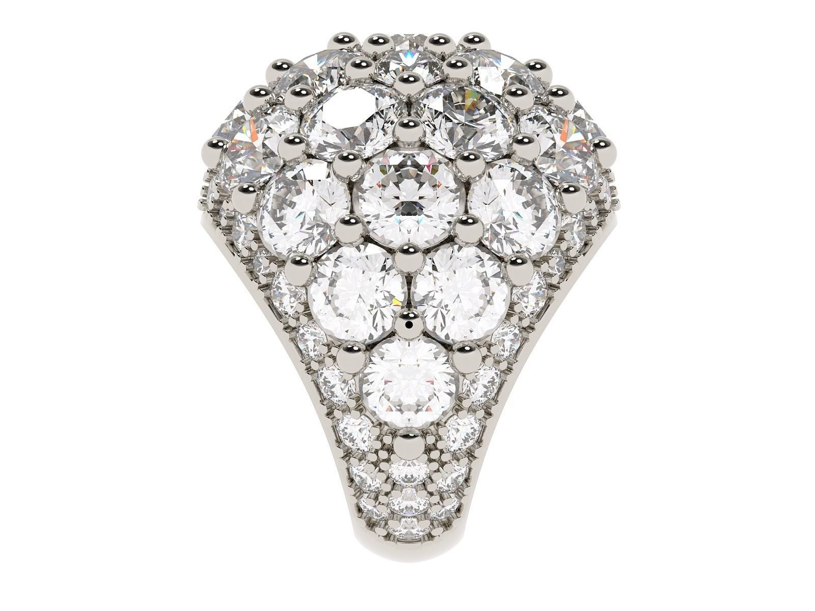 Ring diamond cluster 3D print model_3