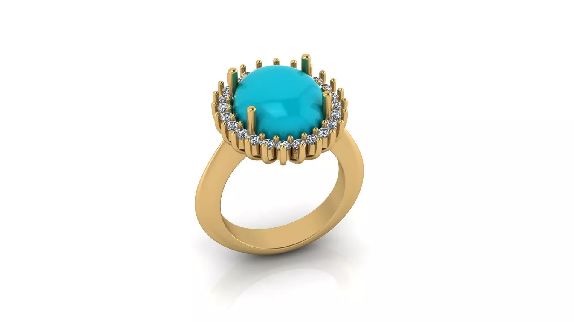 oval halo engagement jewelry ring 3D print model