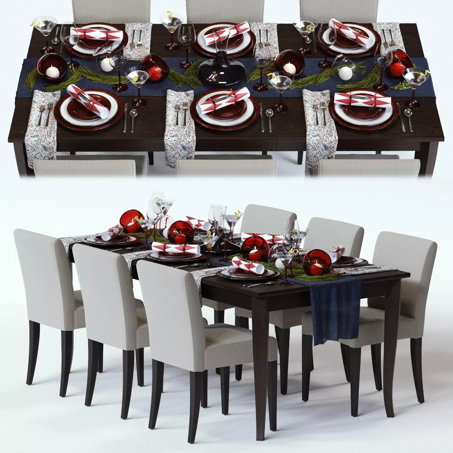 Red Shimmer Holiday Table 3D model