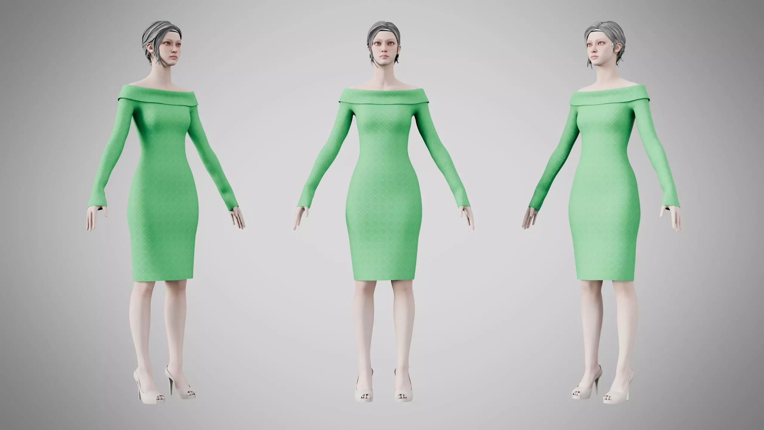 Dress 11 Bud Green Low-poly 3D model
