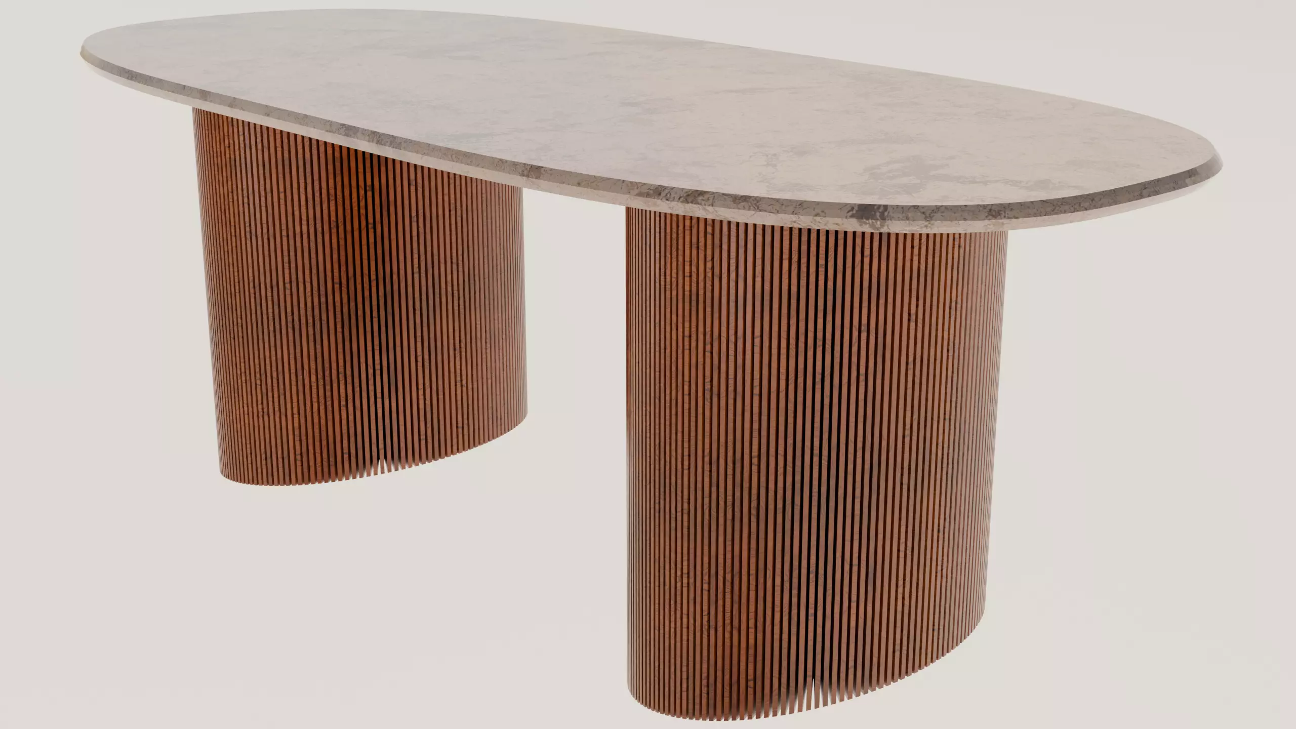 Modern table with marble and unique wooden legs Free 3D model
