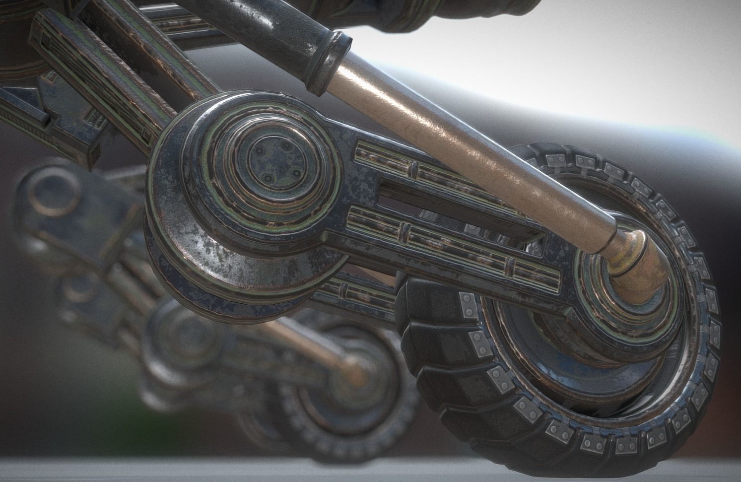 Hydraulic Suspension and Tire Old Version Rigged and Animated Low-poly 3D model_10