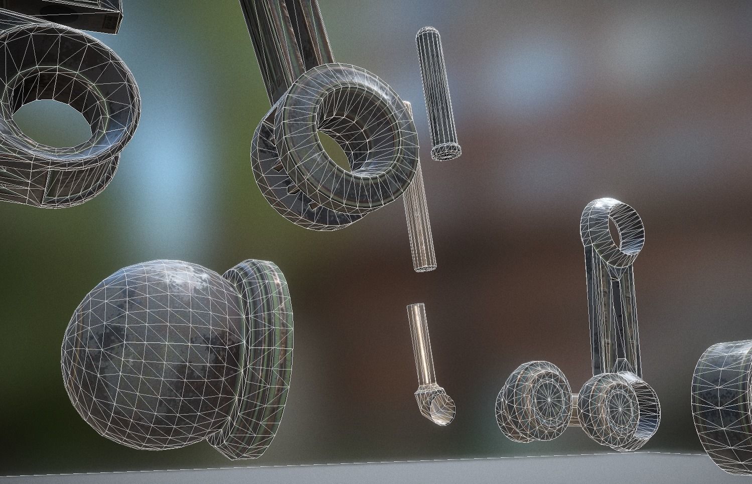 Hydraulic Suspension and Tire Old Version Rigged and Animated Low-poly 3D model_16