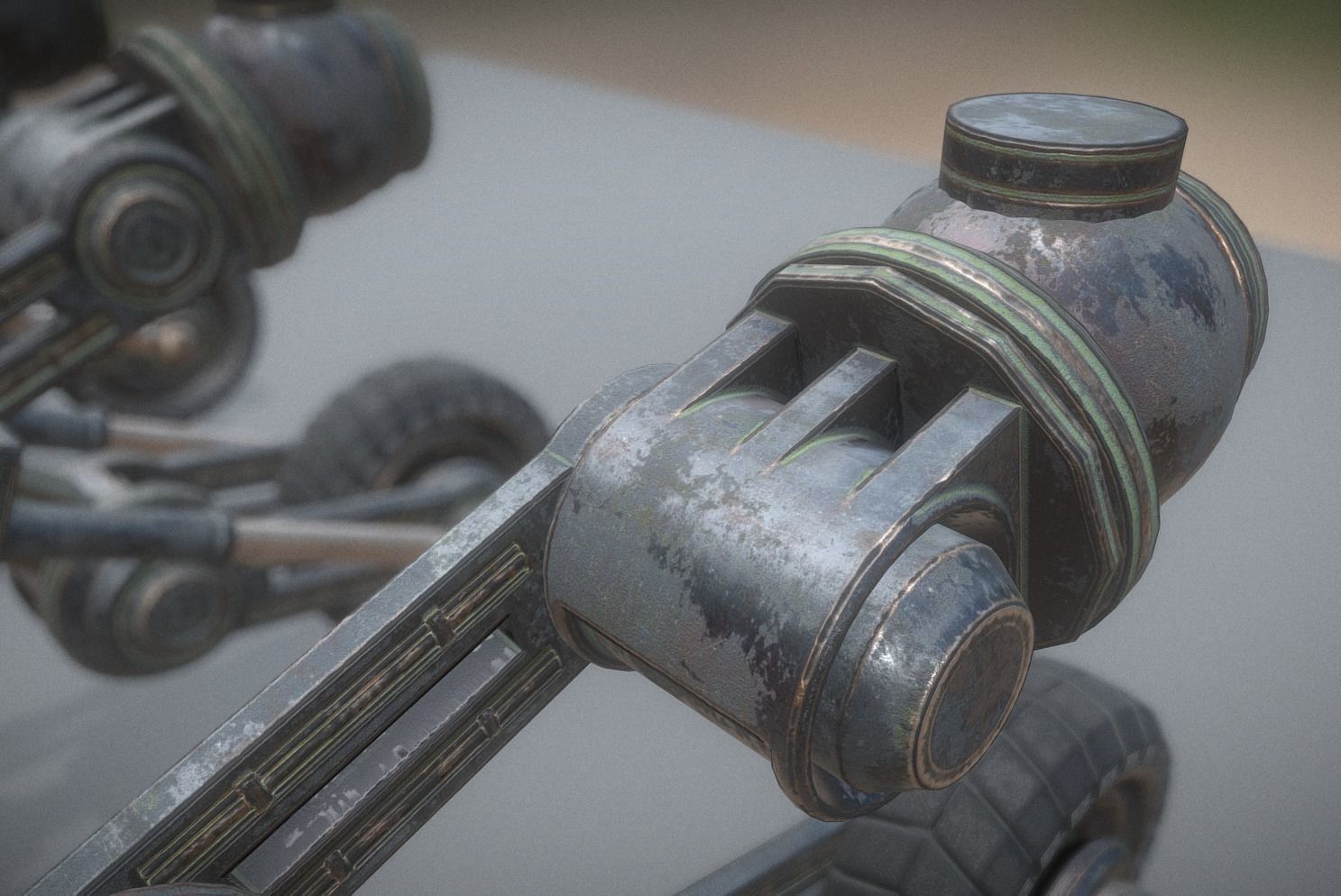 Hydraulic Suspension and Tire Old Version Rigged and Animated Low-poly 3D model_3