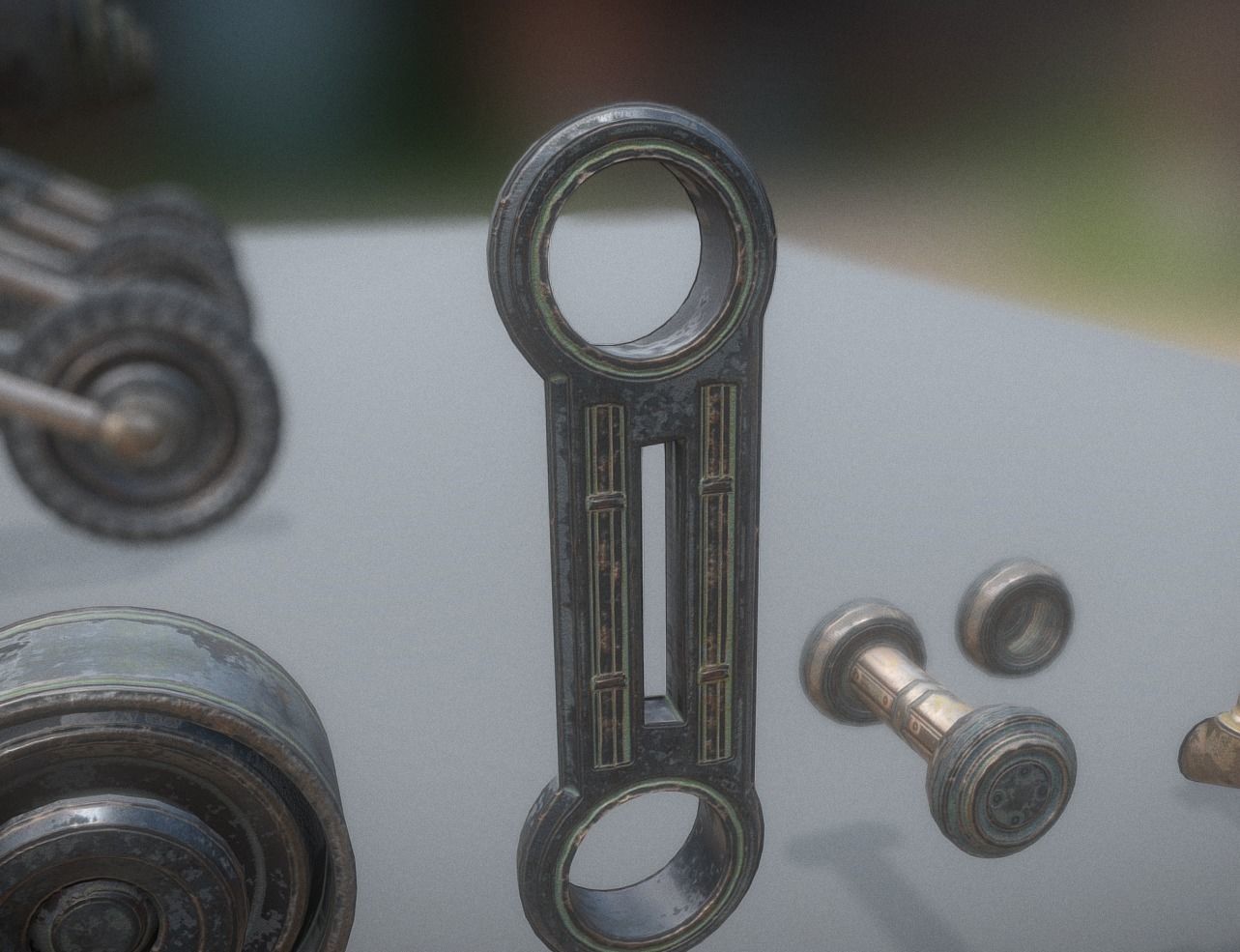 Hydraulic Suspension and Tire Old Version Rigged and Animated Low-poly 3D model_13