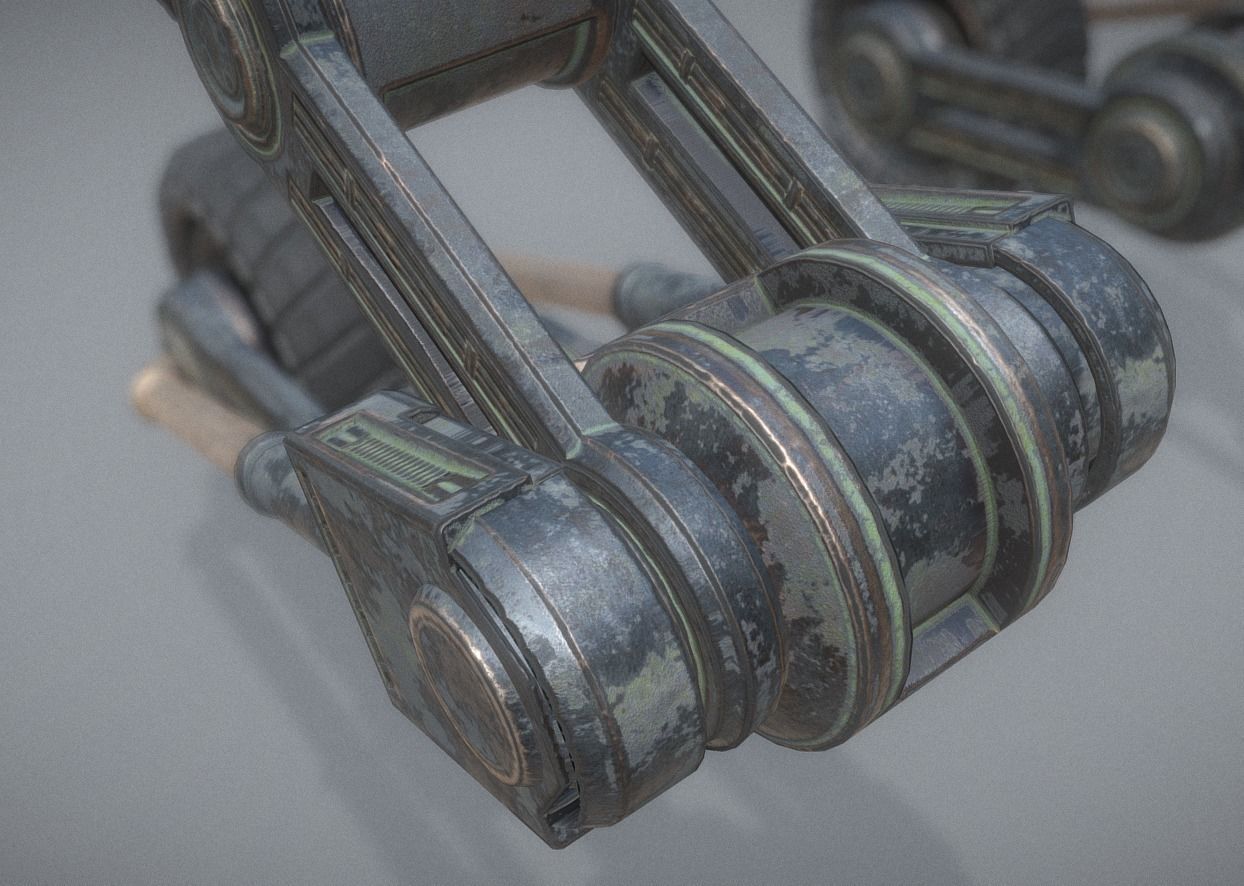 Hydraulic Suspension and Tire Old Version Rigged and Animated Low-poly 3D model_8