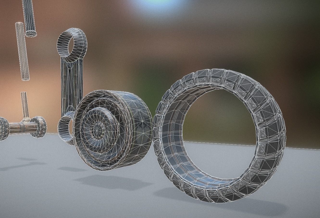 Hydraulic Suspension and Tire Old Version Rigged and Animated Low-poly 3D model_14