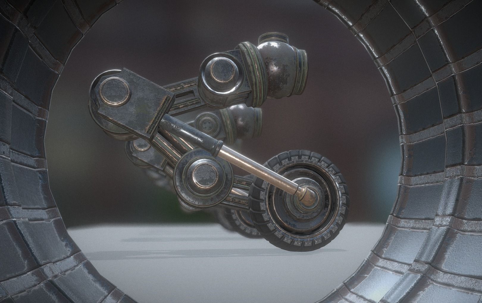 Hydraulic Suspension and Tire Old Version Rigged and Animated Low-poly 3D model_0