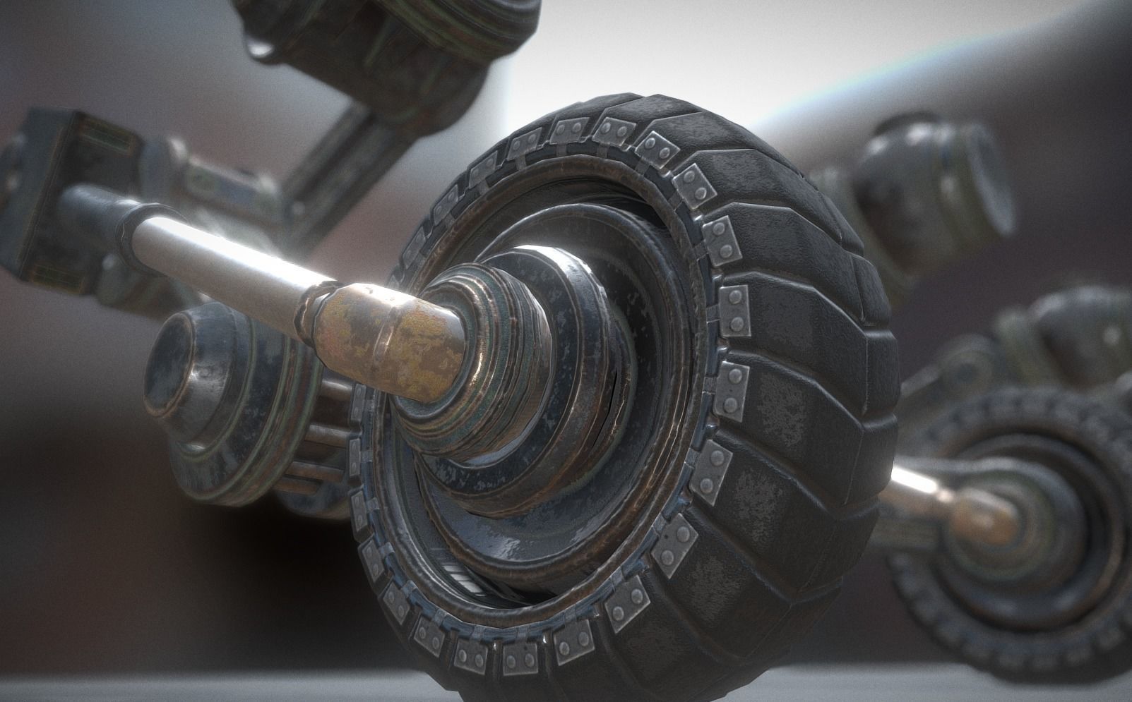 Hydraulic Suspension and Tire Old Version Rigged and Animated Low-poly 3D model_9