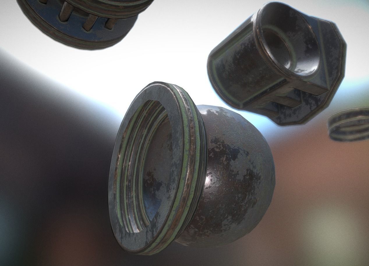 Hydraulic Suspension and Tire Old Version Rigged and Animated Low-poly 3D model_11