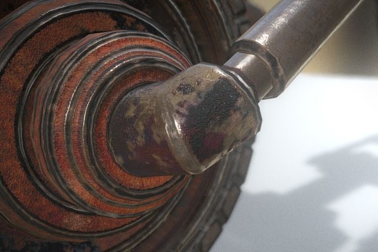 Hydraulic Suspension with Tires Rusty Version Rigged and Animate Low-poly 3D model_4