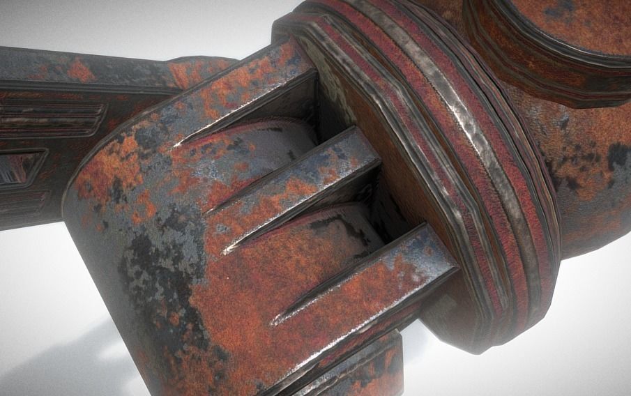 Hydraulic Suspension with Tires Rusty Version Rigged and Animate Low-poly 3D model_5