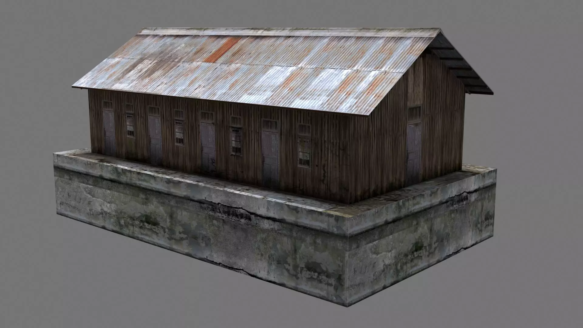 Housegen5-lowpoly wooden house with rusty roof Low-poly 3D model_0