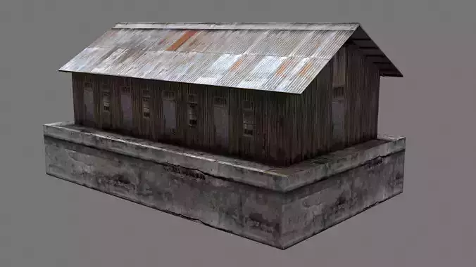 Housegen5-lowpoly wooden house with rusty roof