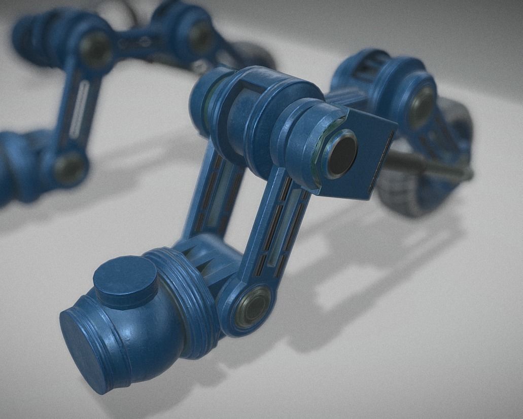 Hydraulic Suspension with Tires Blue Version Rigged and Animated Low-poly 3D model_15