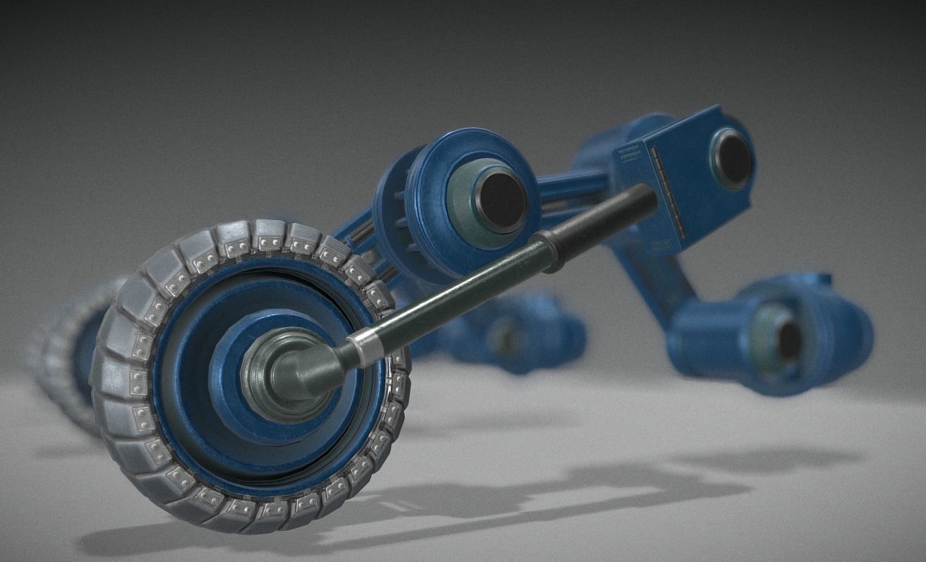 Hydraulic Suspension with Tires Blue Version Rigged and Animated Low-poly 3D model_4