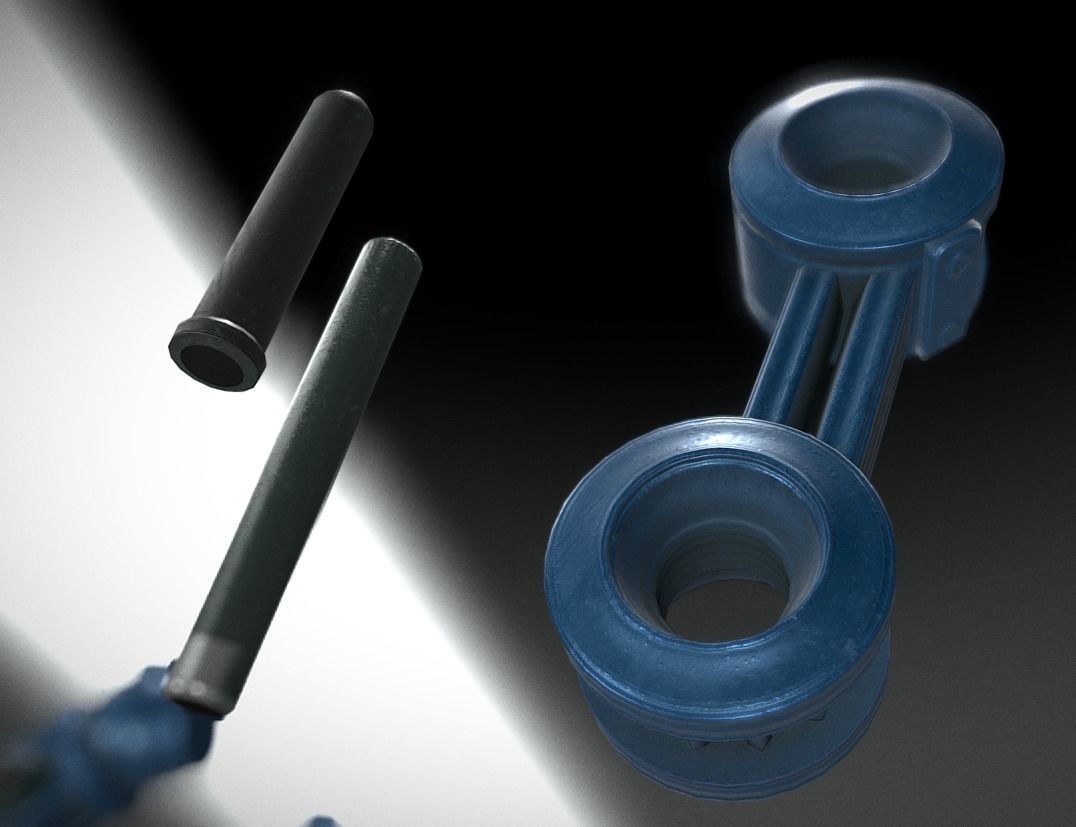 Hydraulic Suspension with Tires Blue Version Rigged and Animated Low-poly 3D model_8