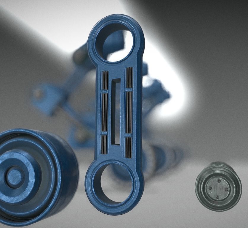 Hydraulic Suspension with Tires Blue Version Rigged and Animated Low-poly 3D model_7