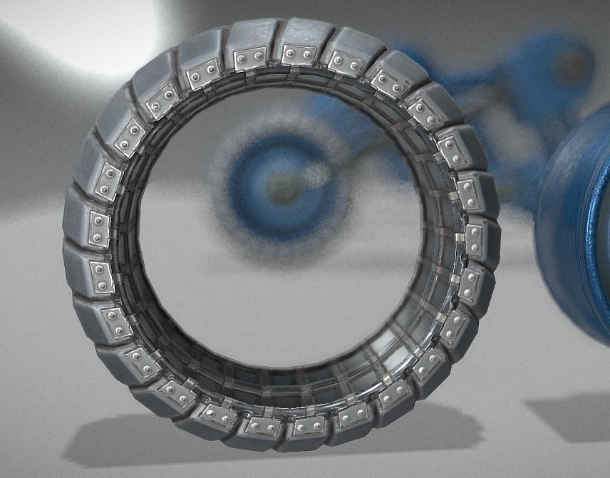 Hydraulic Suspension with Tires Blue Version Rigged and Animated Low-poly 3D model_16