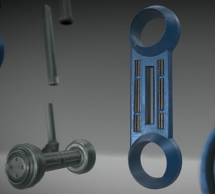 Hydraulic Suspension with Tires Blue Version Rigged and Animated Low-poly 3D model_5