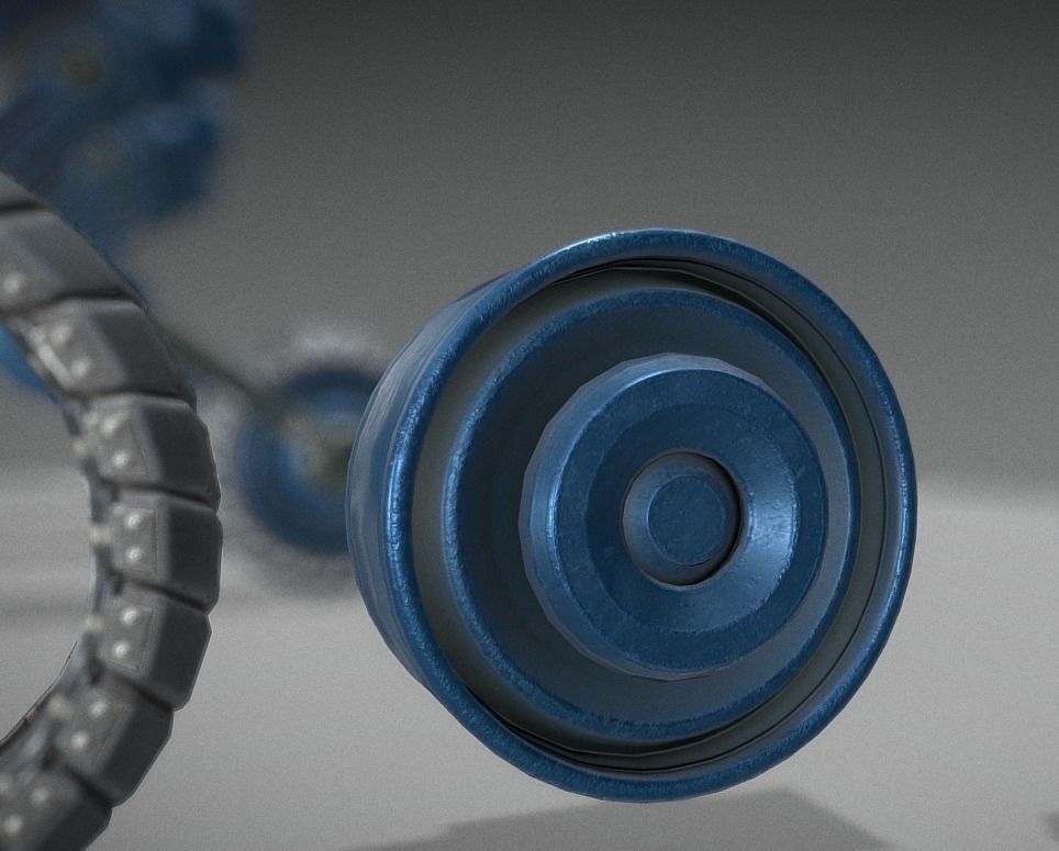 Hydraulic Suspension with Tires Blue Version Rigged and Animated Low-poly 3D model_13