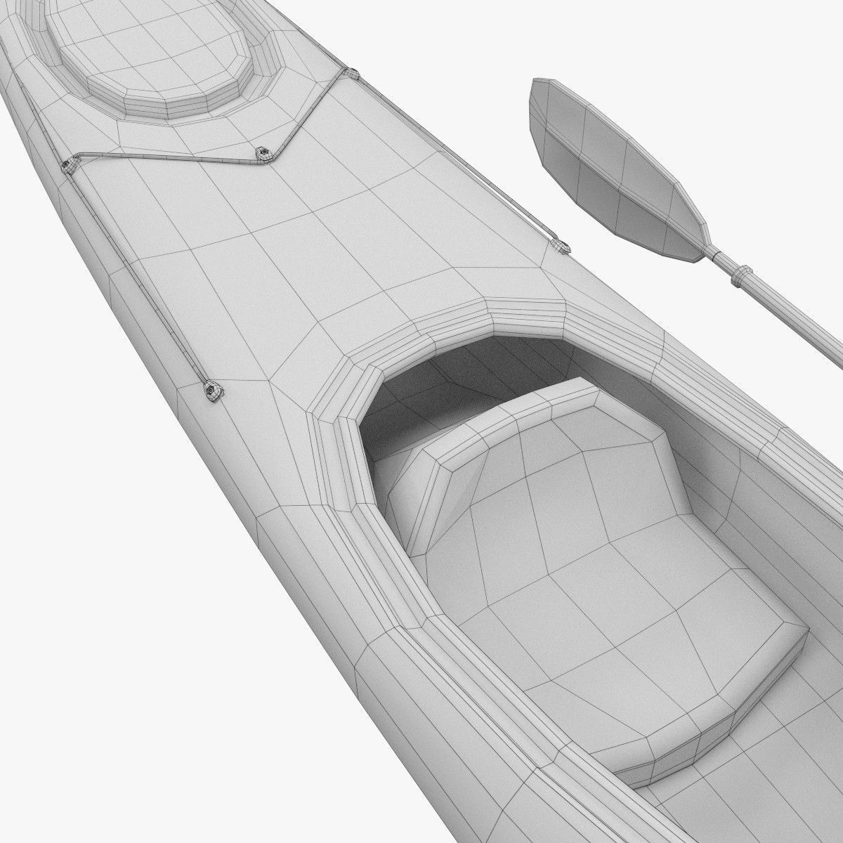 Kayak with paddles 3D model_15