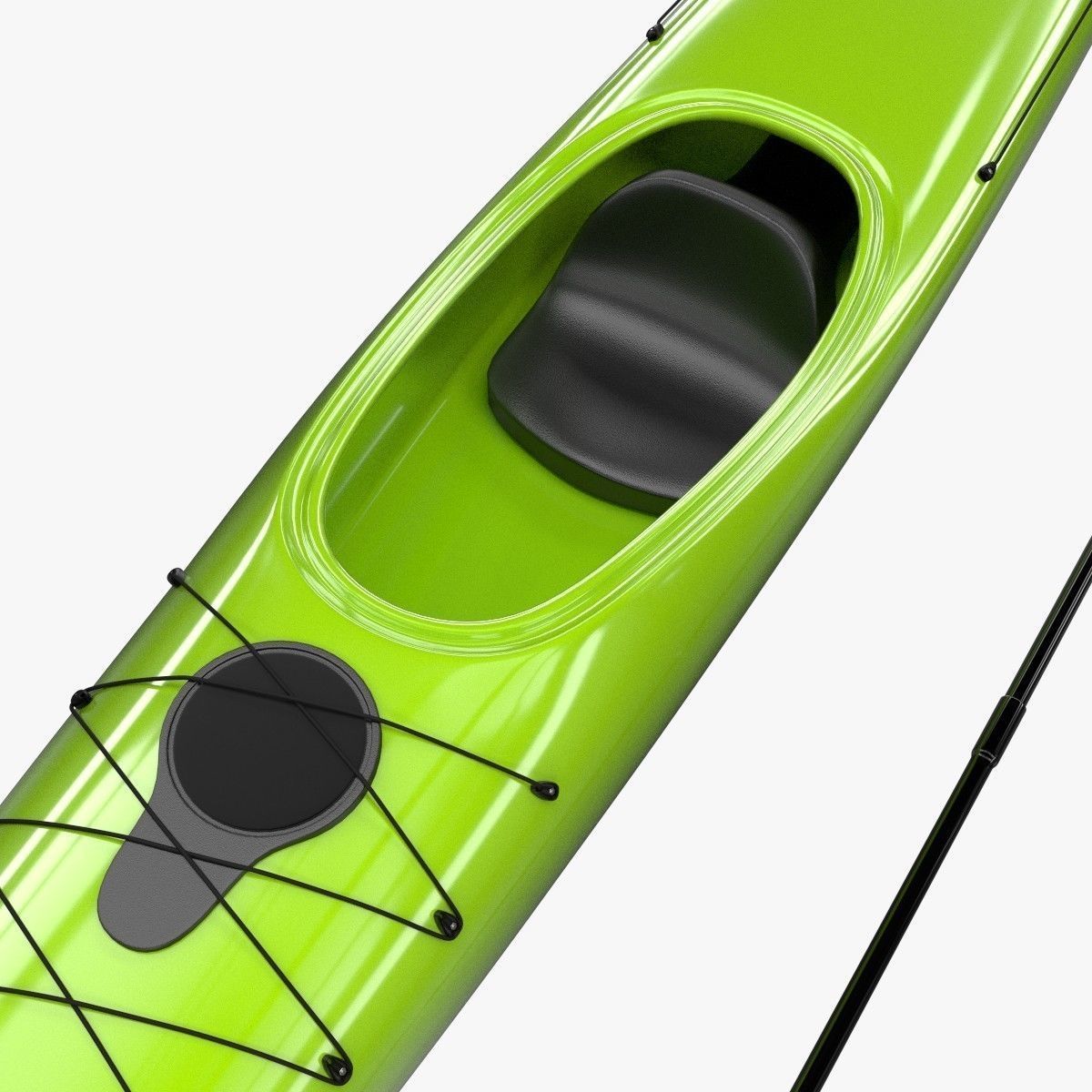 Kayak with paddles 3D model_6
