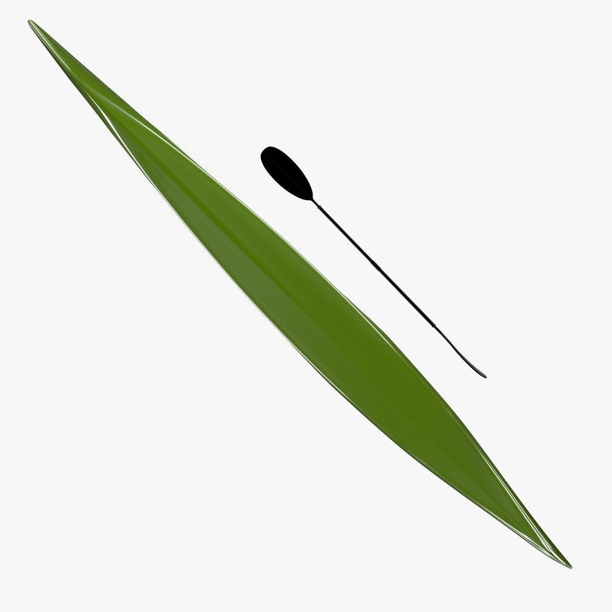 Kayak with paddles 3D model_3