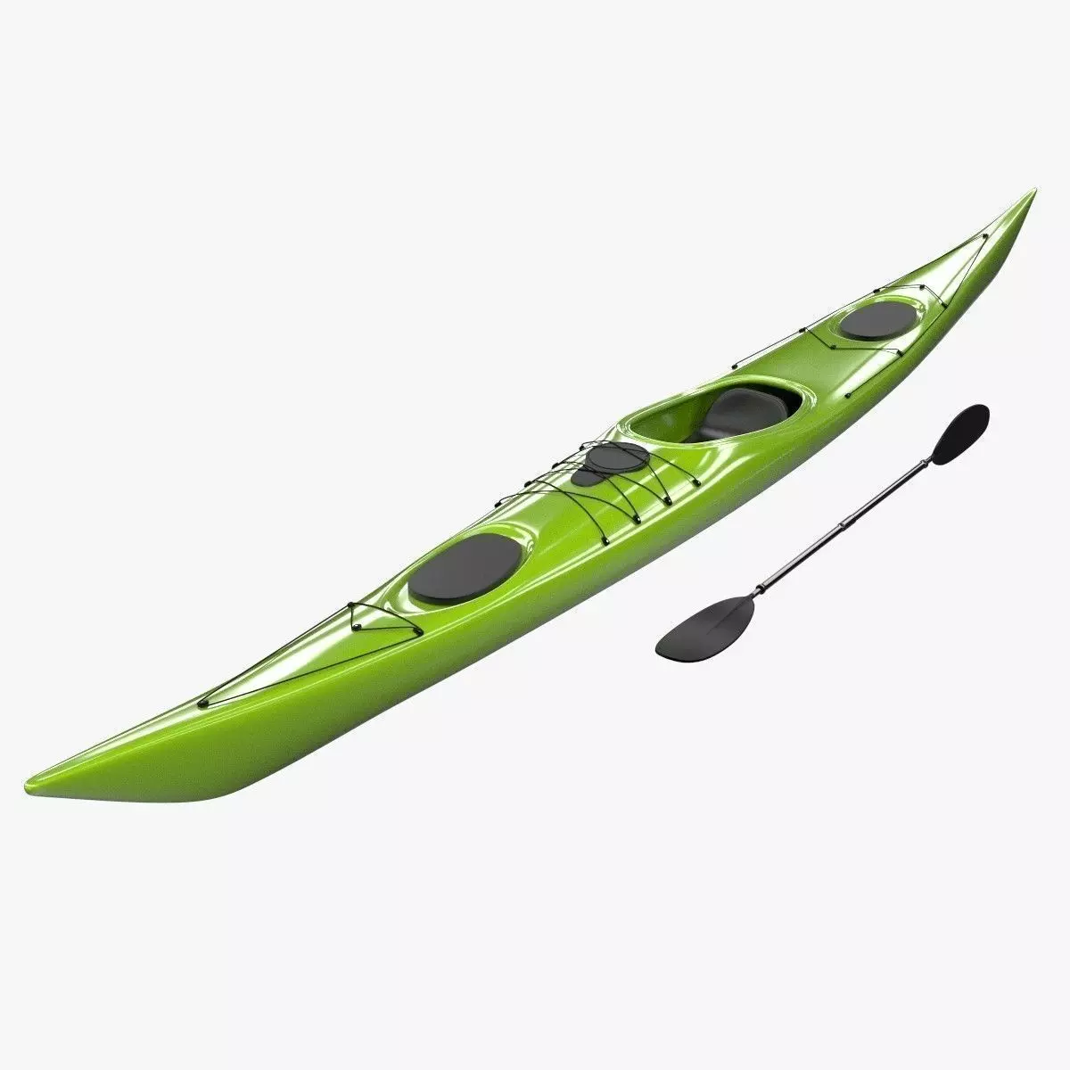 Kayak with paddles 3D model_0