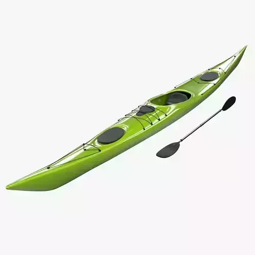 Kayak with paddles 3D model
