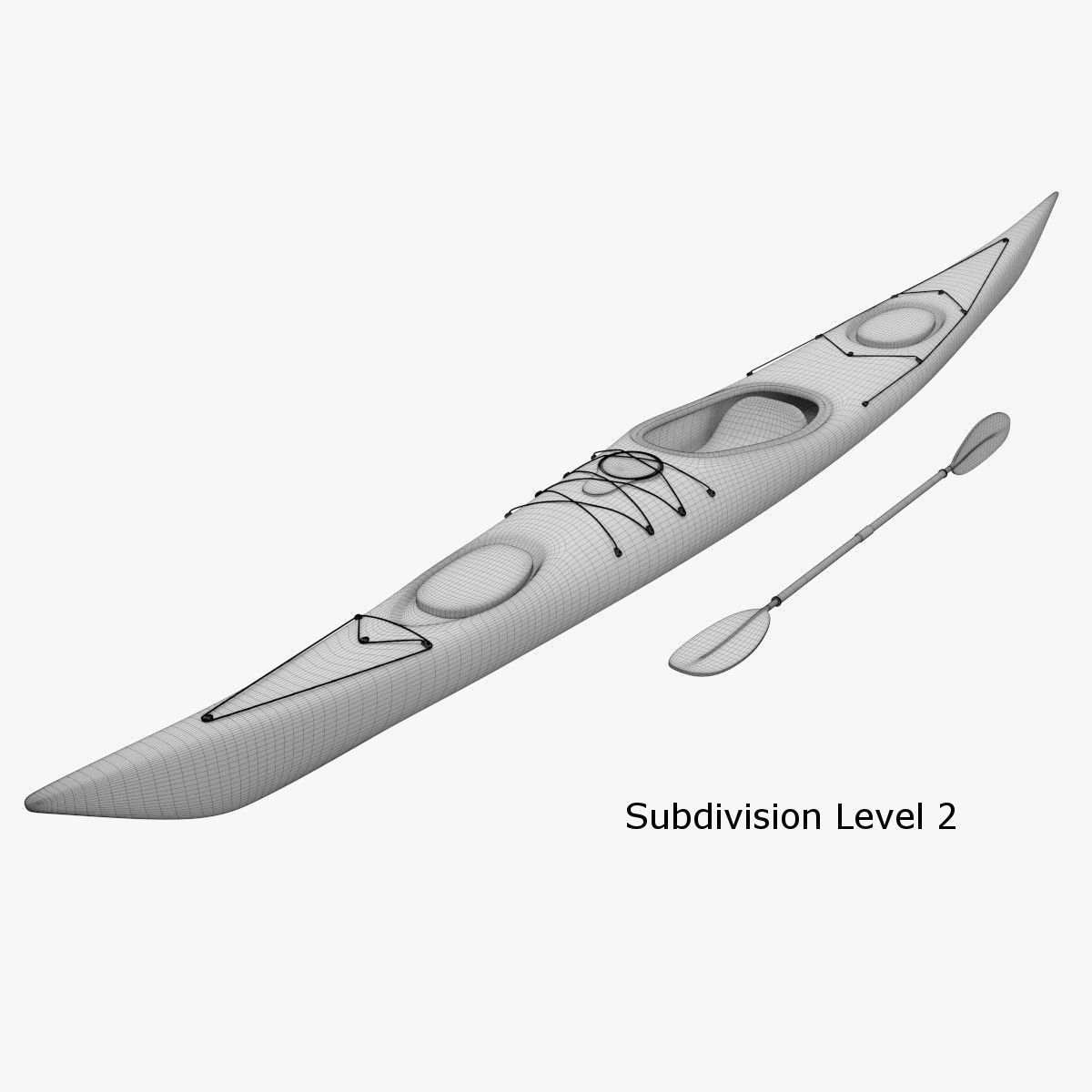 Kayak with paddles 3D model_11