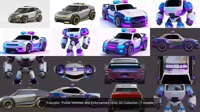 Futuristic Police Vehicles And Enforcement Units 3D Collection 3D Model Pack