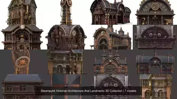 Steampunk Victorian Architecture And Landmarks 3D Collection 3D Model Pack