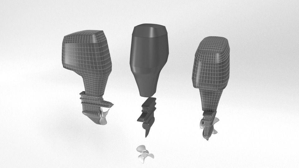 Outboard Motor Low-poly 3D model_1