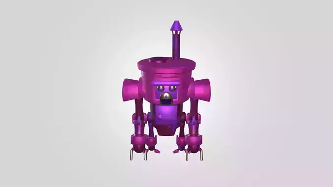 Stylized Retro Robot 3D Character - Low Poly Game Asset Low-poly 3D model