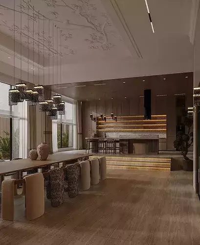 2025 Style Living room Kitchen design 3D model 3
