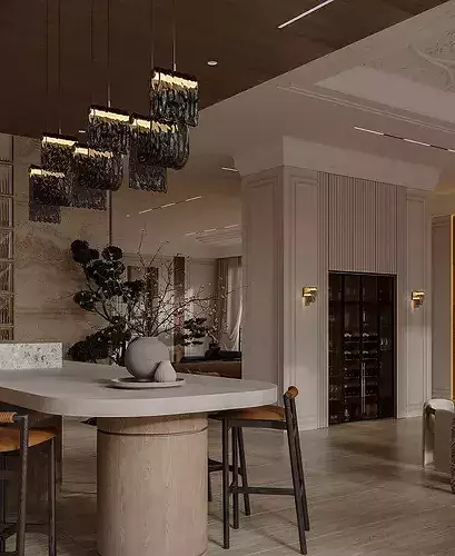 2025 Style Living room Kitchen design 3D model 6