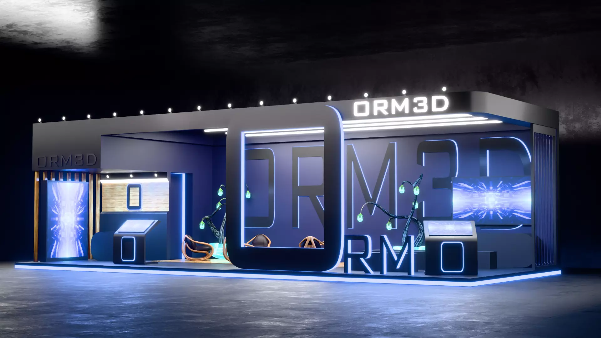 Futuristic Technology Exhibition Booth Blender 3D Model 3D model