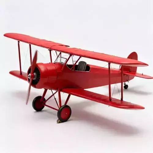 Iconic WWI Red Triplane Fighter 3D Model