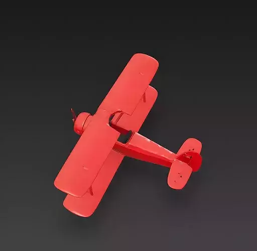 Iconic WWI Red Triplane Fighter 3D Model Low-poly 3D model 4
