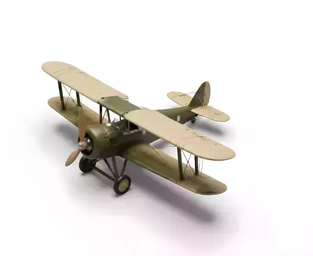 Classic WWI Biplane Fighter 3D Model