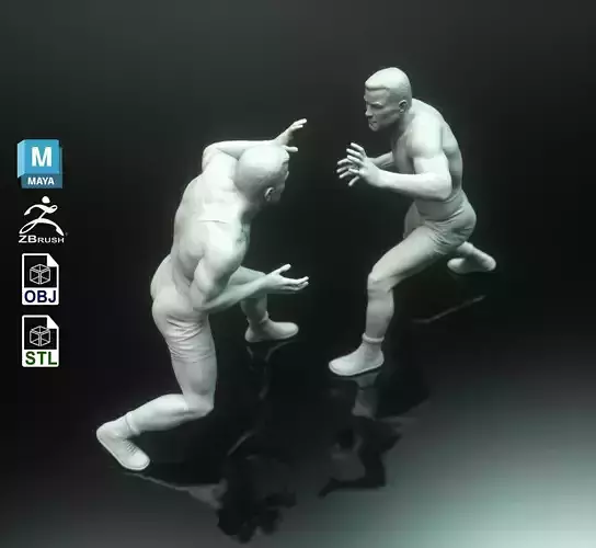 Wrestler Statue CNC 3D Printable Sculpture