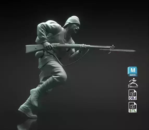 Turk Soldier Statue CNC 3D Printable Sculpture