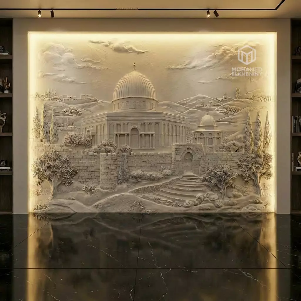 Dome of the Rock Islamic Relief Wall Art STL Mural CNC 342 3D model