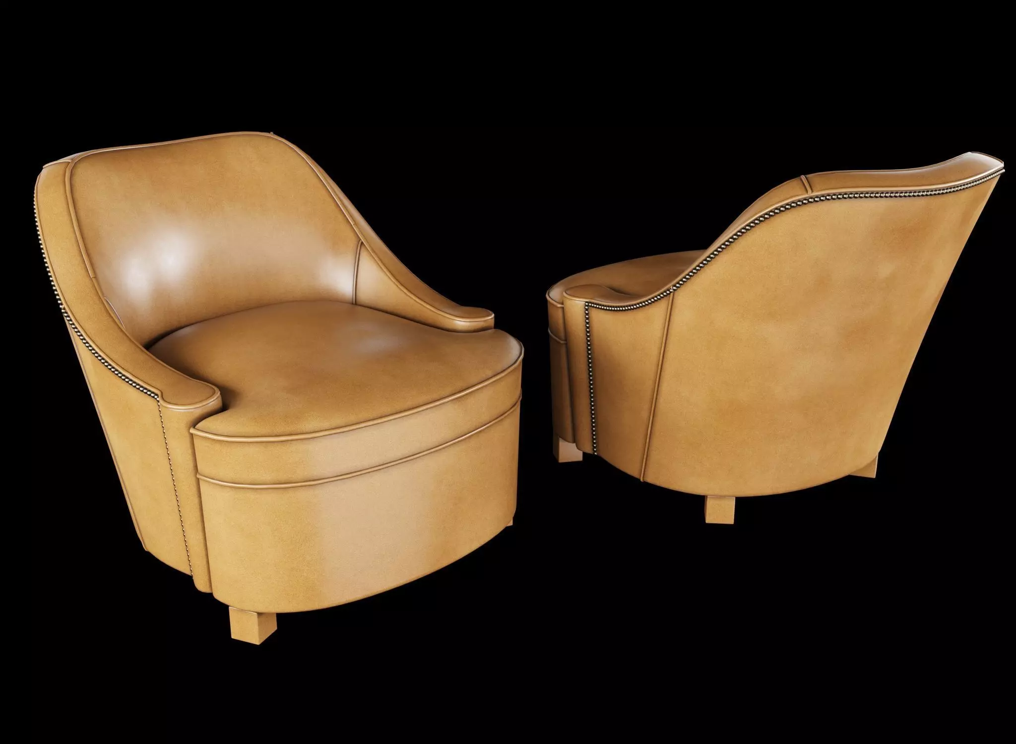 Spanish Leather Chairs 3D model